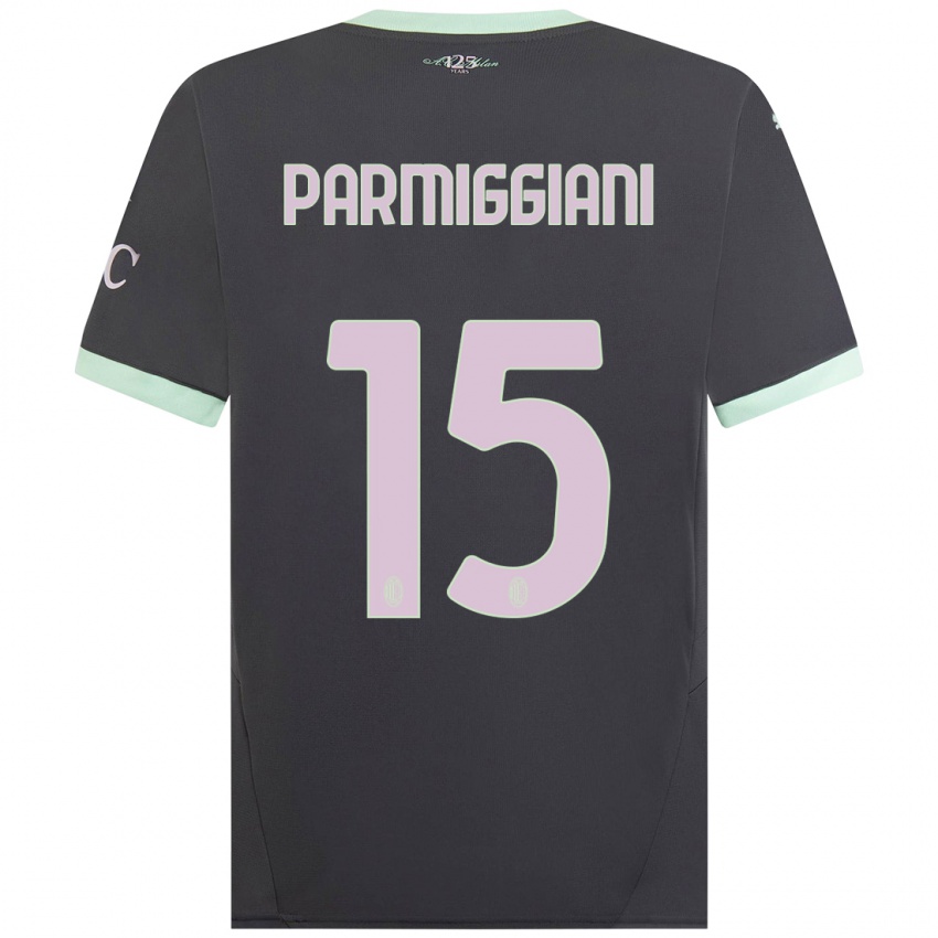 Uomo Maglia Pietro Parmiggiani #15 Grigio Kit Gara Third 2024/25 Maglietta