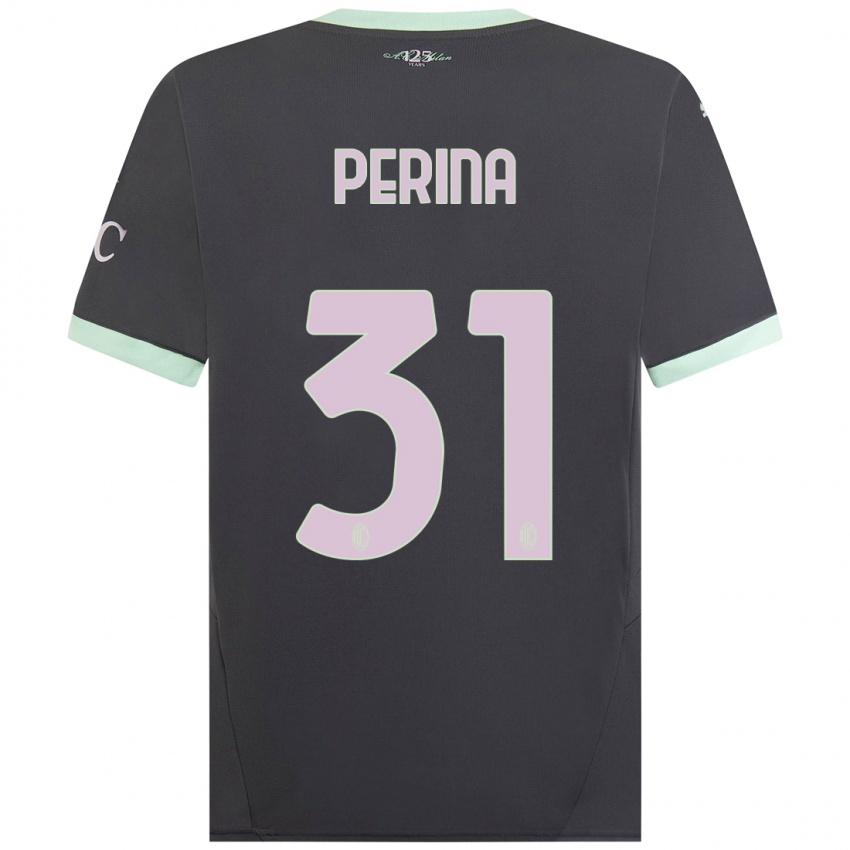 Uomo Maglia Gioele Perina #31 Grigio Kit Gara Third 2024/25 Maglietta