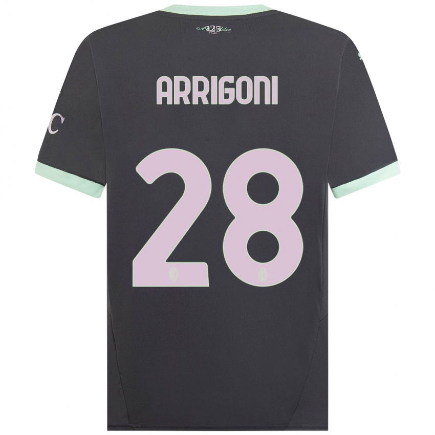 Uomo Maglia Giorgia Arrigoni #28 Grigio Kit Gara Third 2024/25 Maglietta