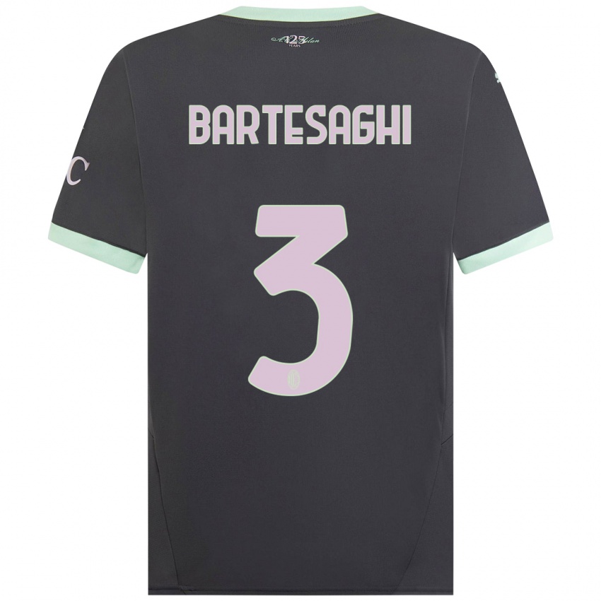 Uomo Maglia Davide Bartesaghi #3 Grigio Kit Gara Third 2024/25 Maglietta