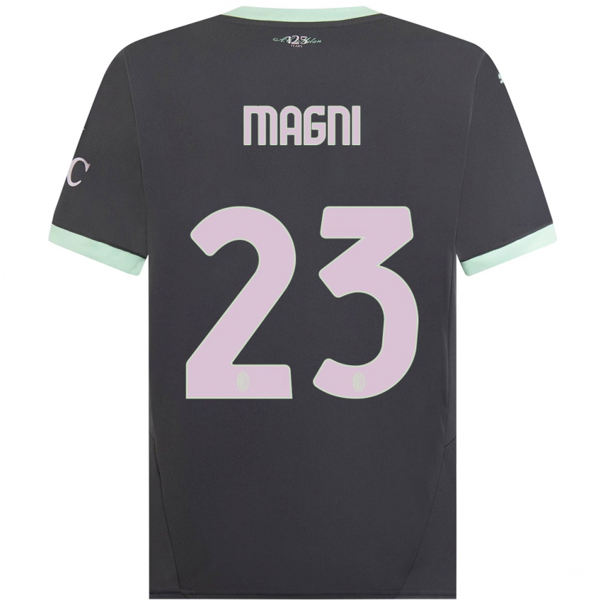 Uomo Maglia Vittorio Magni #23 Grigio Kit Gara Third 2024/25 Maglietta