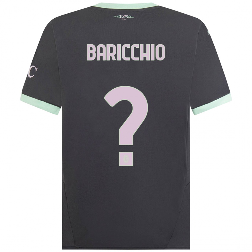 Uomo Maglia Luca Baricchio #0 Grigio Kit Gara Third 2024/25 Maglietta