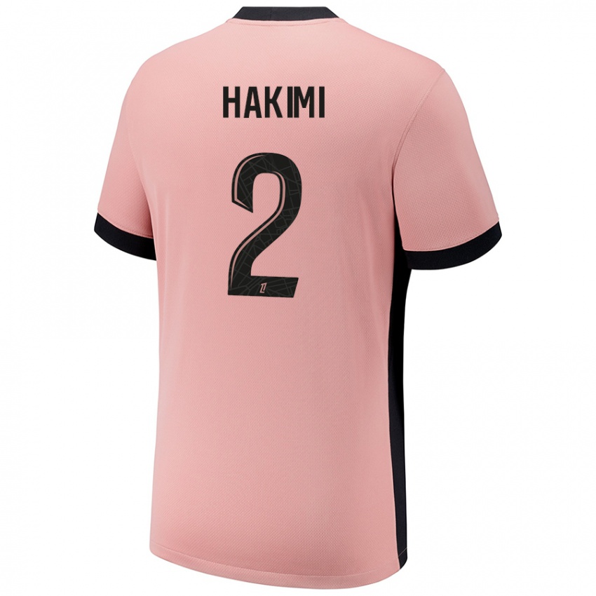 Uomo Maglia Achraf Hakimi #2 Rosa Ruggine Kit Gara Third 2024/25 Maglietta