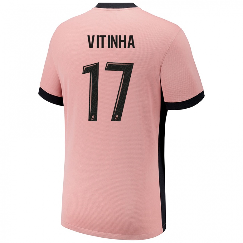 Uomo Maglia Vitinha #17 Rosa Ruggine Kit Gara Third 2024/25 Maglietta