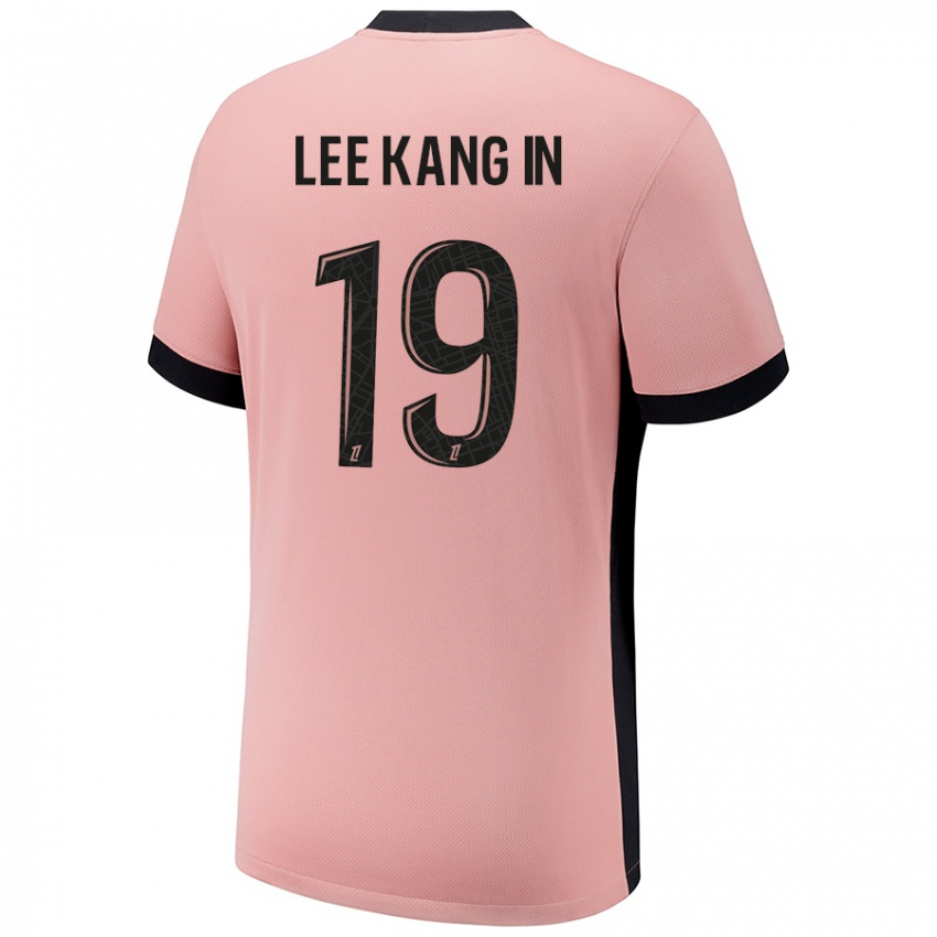 Uomo Maglia Kang-In Lee #19 Rosa Ruggine Kit Gara Third 2024/25 Maglietta