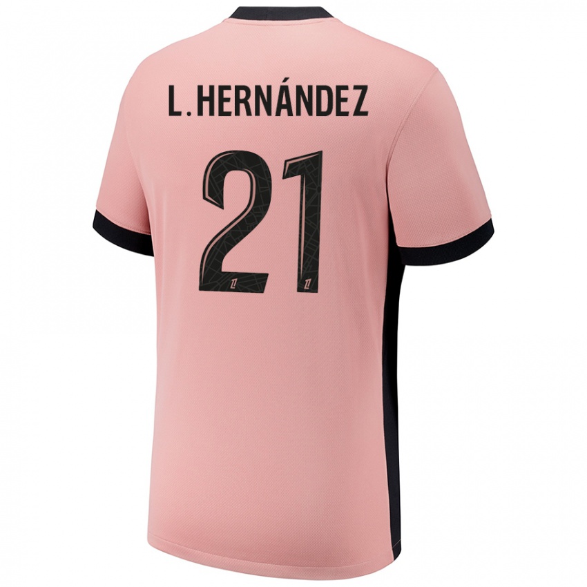 Uomo Maglia Lucas Hernandez #21 Rosa Ruggine Kit Gara Third 2024/25 Maglietta