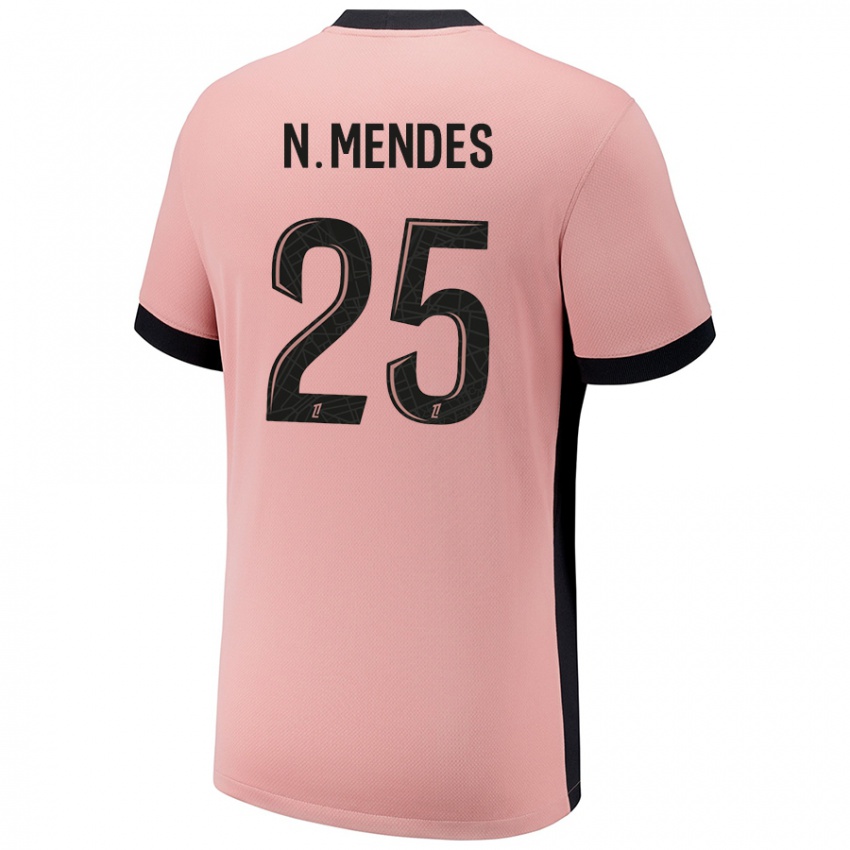 Uomo Maglia Nuno Mendes #25 Rosa Ruggine Kit Gara Third 2024/25 Maglietta