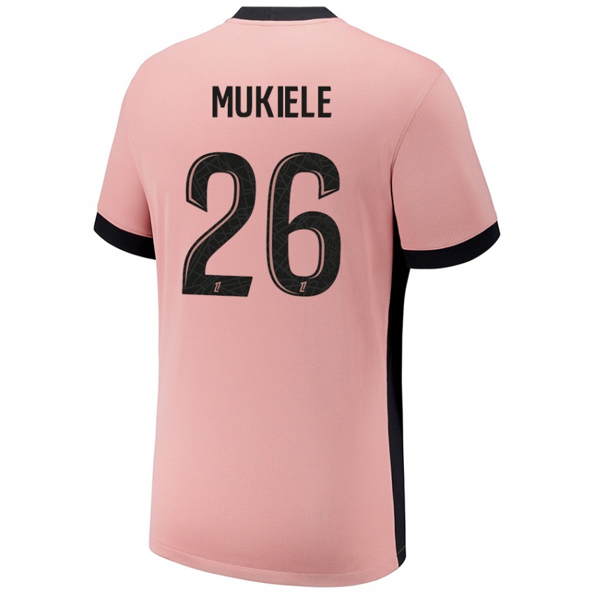 Uomo Maglia Nordi Mukiele #26 Rosa Ruggine Kit Gara Third 2024/25 Maglietta