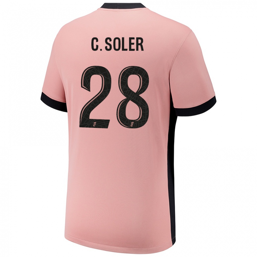 Uomo Maglia Carlos Soler #28 Rosa Ruggine Kit Gara Third 2024/25 Maglietta