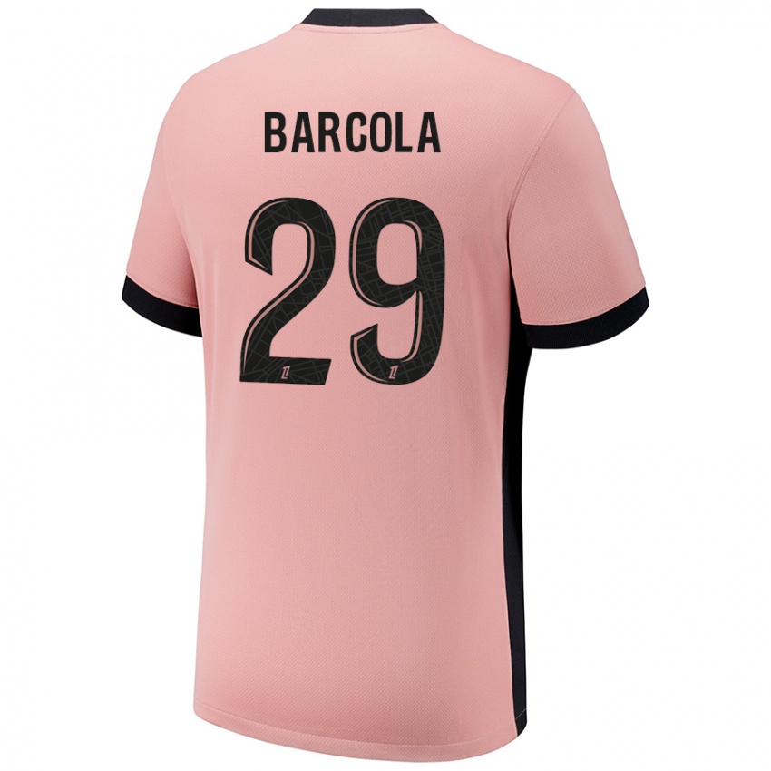 Uomo Maglia Bradley Barcola #29 Rosa Ruggine Kit Gara Third 2024/25 Maglietta