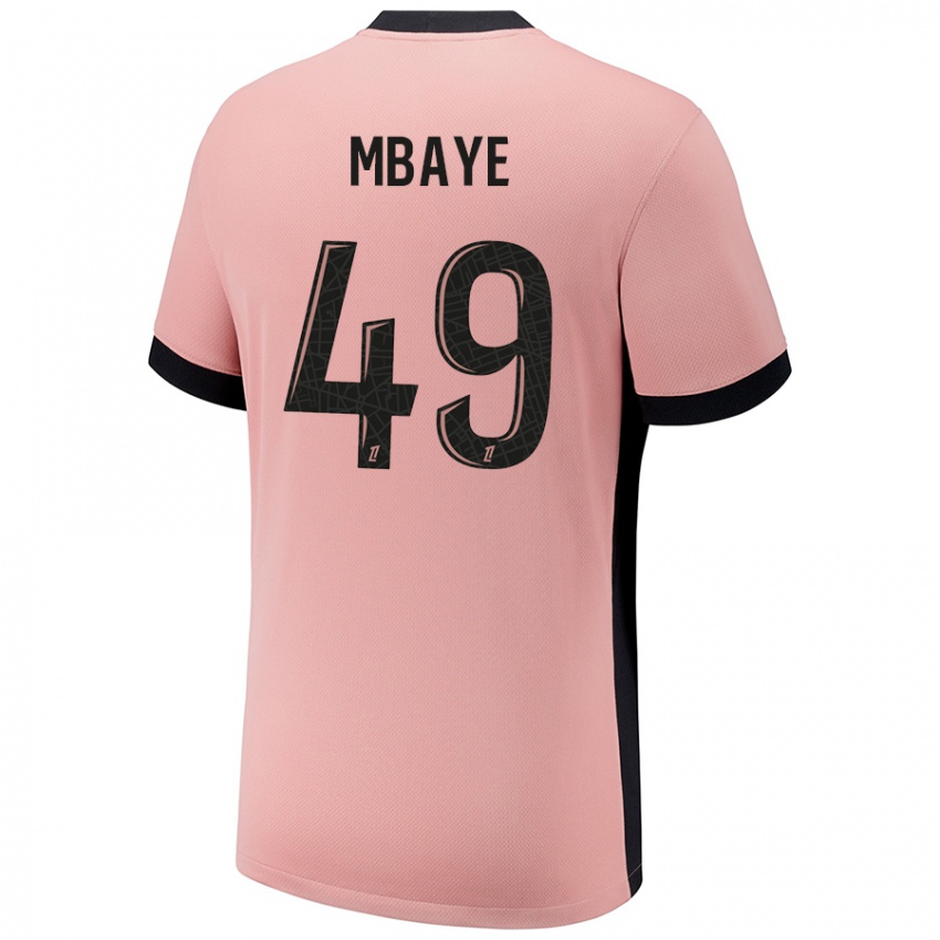 Uomo Maglia Ibrahim Mbaye #49 Rosa Ruggine Kit Gara Third 2024/25 Maglietta