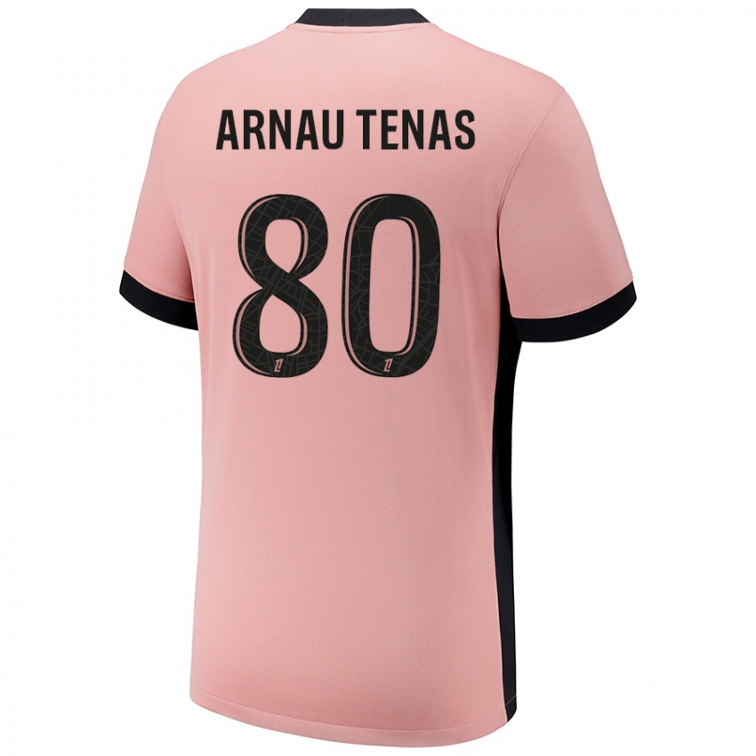 Uomo Maglia Arnau Tenas #80 Rosa Ruggine Kit Gara Third 2024/25 Maglietta