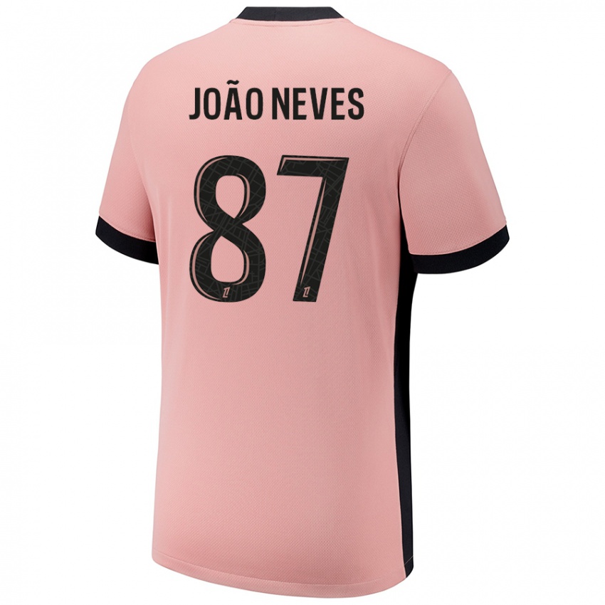 Uomo Maglia João Neves #87 Rosa Ruggine Kit Gara Third 2024/25 Maglietta