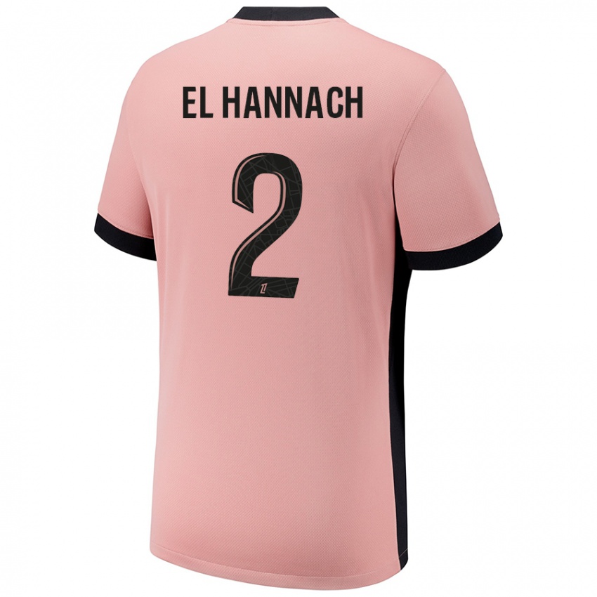 Uomo Maglia Naoufel El Hannach #2 Rosa Ruggine Kit Gara Third 2024/25 Maglietta