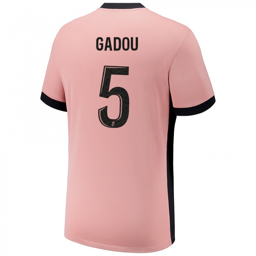 Uomo Maglia Joane Gadou #5 Rosa Ruggine Kit Gara Third 2024/25 Maglietta