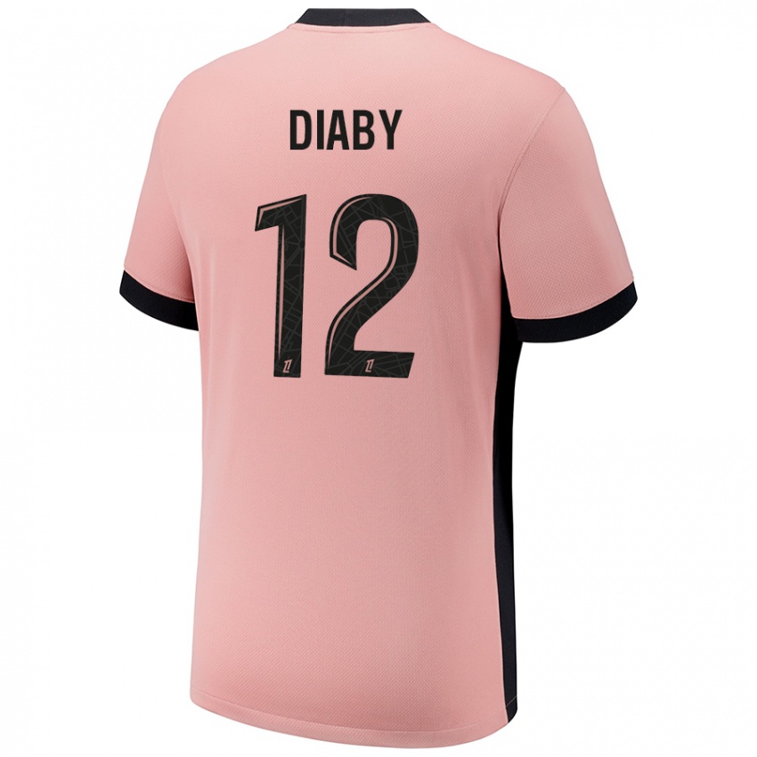 Uomo Maglia Ibrahima Diaby #12 Rosa Ruggine Kit Gara Third 2024/25 Maglietta