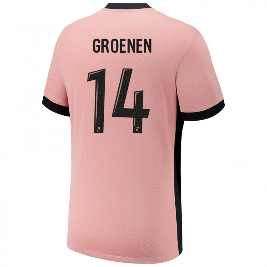 Uomo Maglia Jackie Groenen #14 Rosa Ruggine Kit Gara Third 2024/25 Maglietta