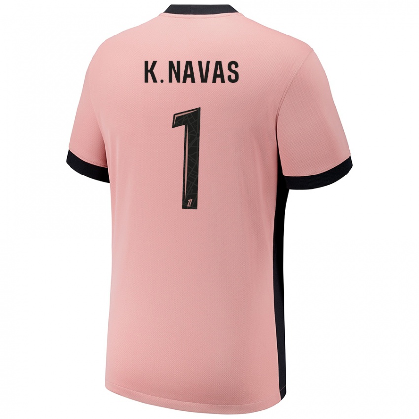 Uomo Maglia Keylor Navas #1 Rosa Ruggine Kit Gara Third 2024/25 Maglietta