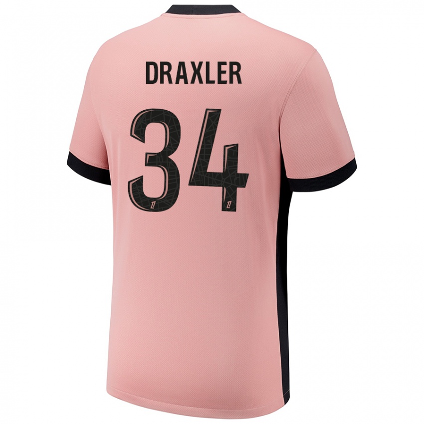 Uomo Maglia Julian Draxler #34 Rosa Ruggine Kit Gara Third 2024/25 Maglietta