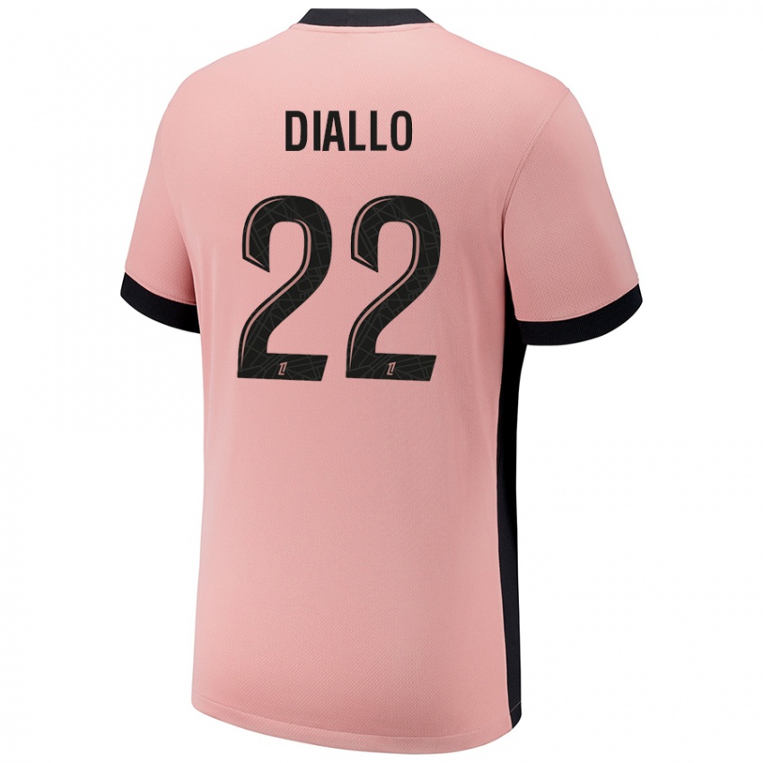 Uomo Maglia Abdou Diallo #22 Rosa Ruggine Kit Gara Third 2024/25 Maglietta