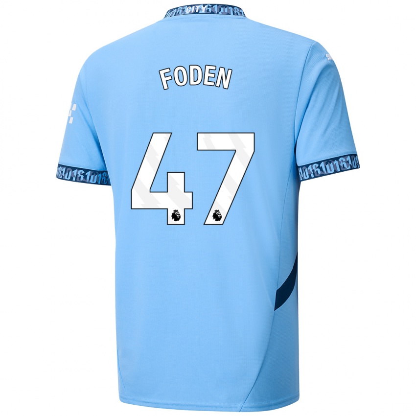 Donna Maglia Phil Foden #47 Blu Navy Kit Gara Home 2024/25 Maglietta