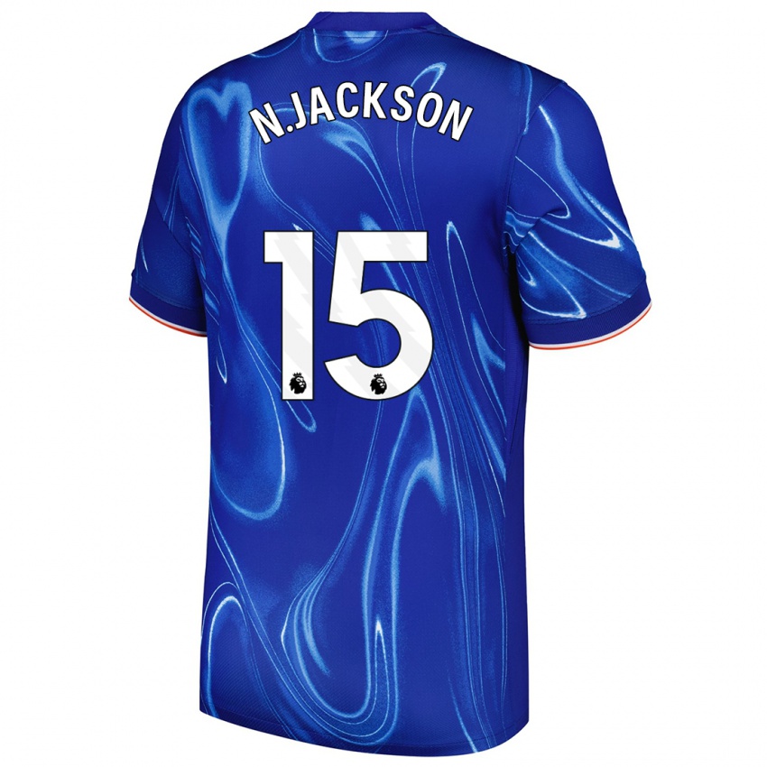 Donna Maglia Nicolas Jackson #15 Blu Bianco Kit Gara Home 2024/25 Maglietta