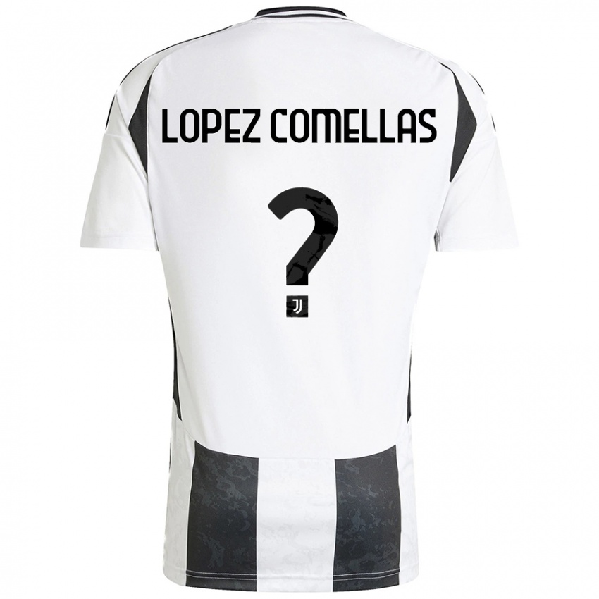 Donna Maglia Ivan Lopez Comellas #0 Bianco Nero Kit Gara Home 2024/25 Maglietta