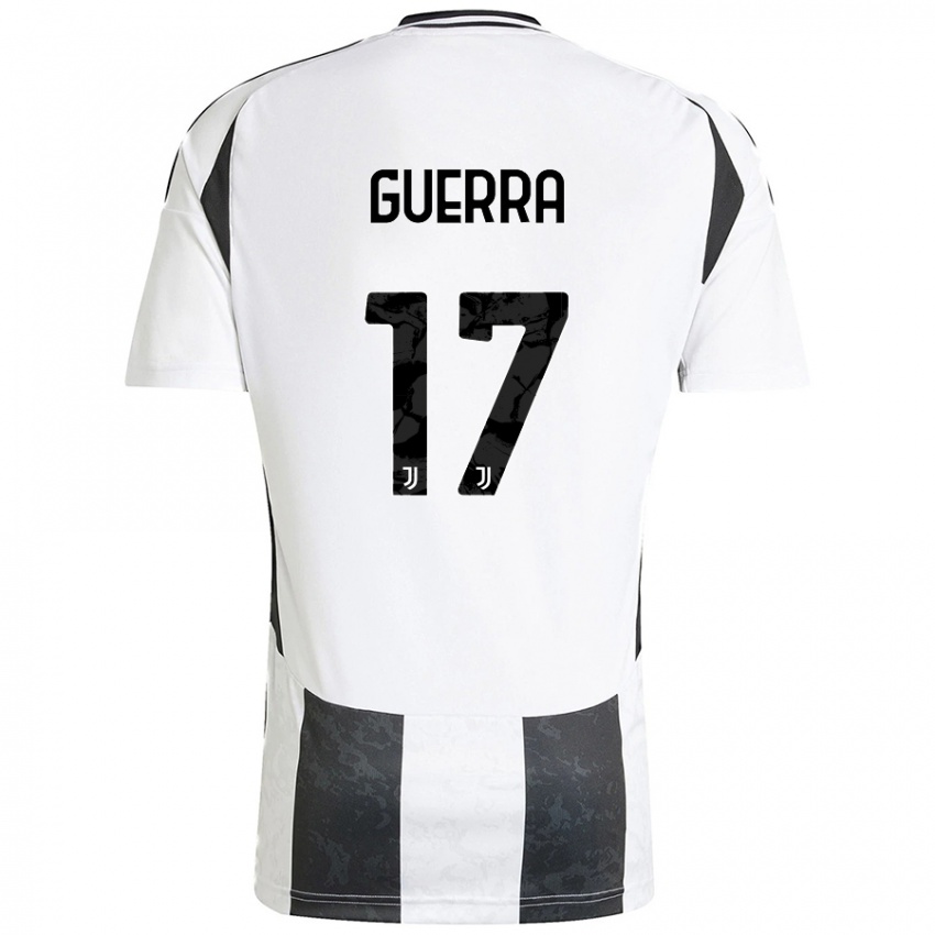 Donna Maglia Simone Guerra #17 Bianco Nero Kit Gara Home 2024/25 Maglietta