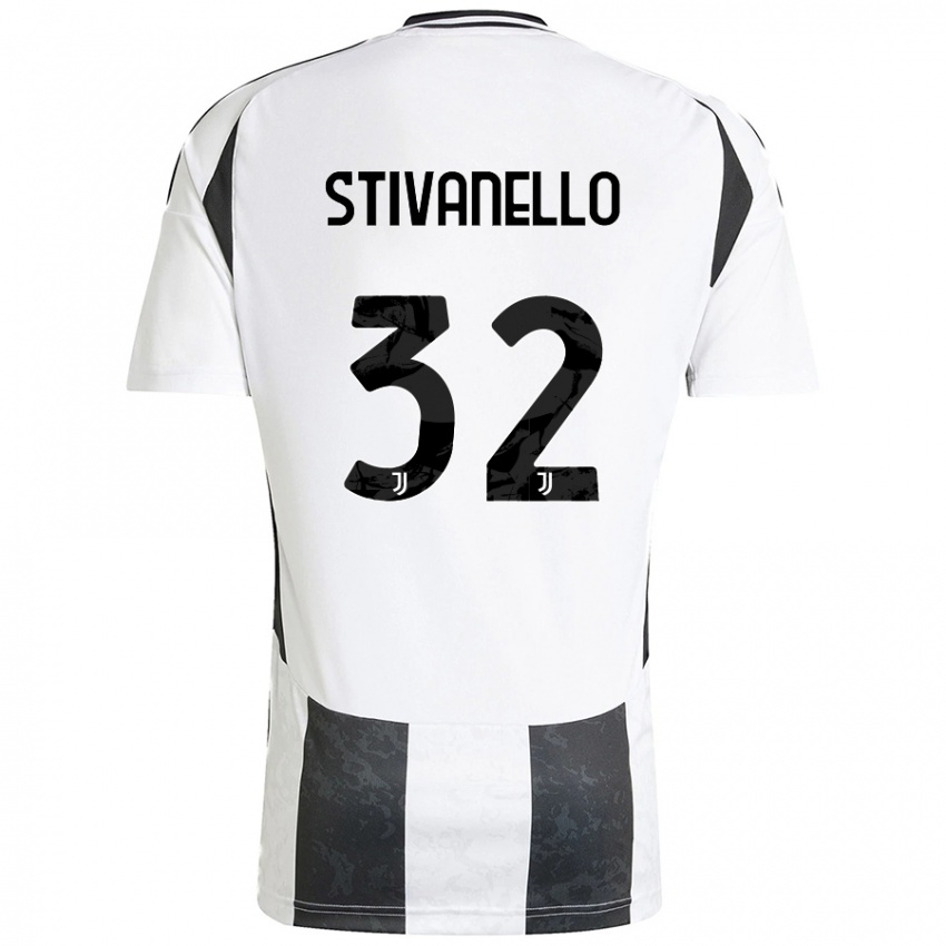 Donna Maglia Riccardo Stivanello #32 Bianco Nero Kit Gara Home 2024/25 Maglietta