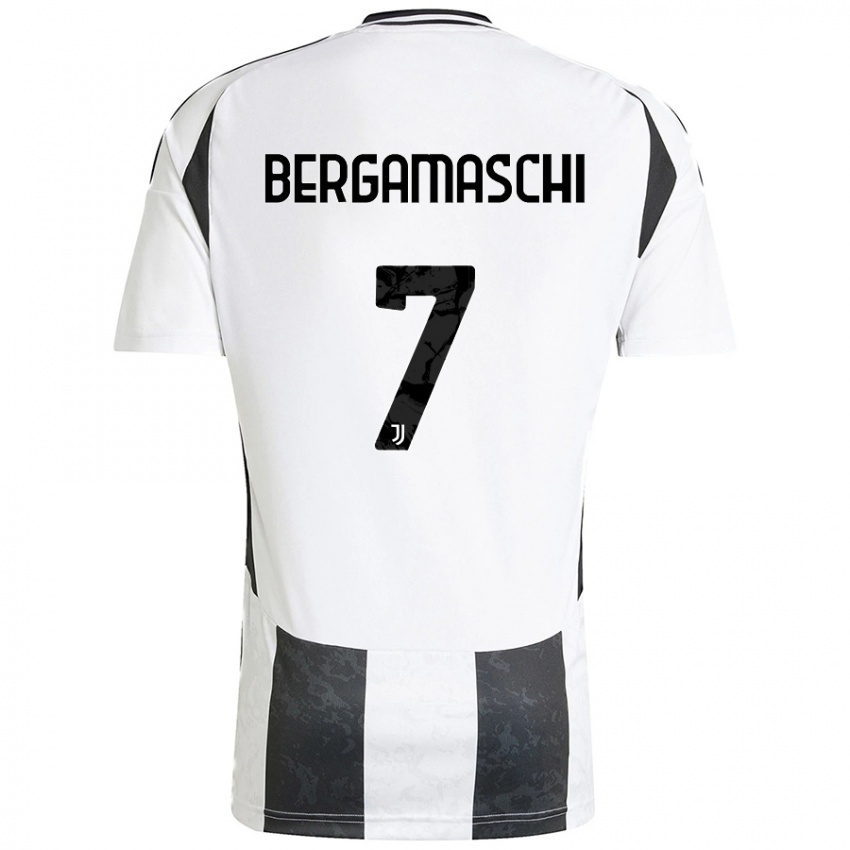 Donna Maglia Valentina Bergamaschi #7 Bianco Nero Kit Gara Home 2024/25 Maglietta