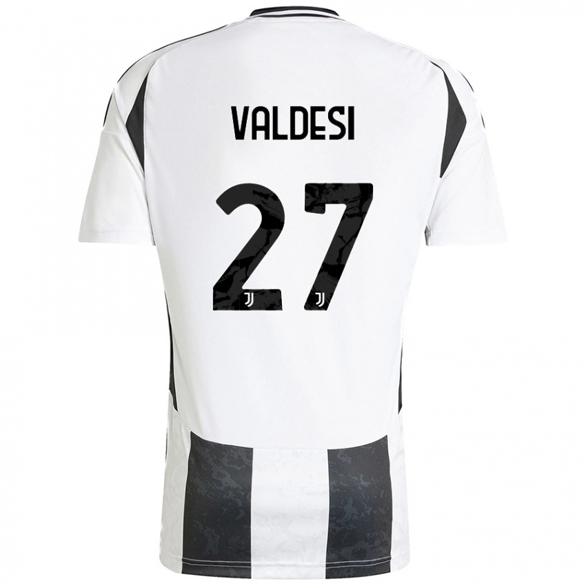 Donna Maglia Andrea Valdesi #27 Bianco Nero Kit Gara Home 2024/25 Maglietta