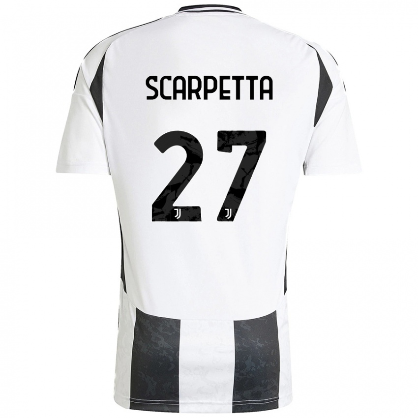 Donna Maglia Jacopo Scarpetta #27 Bianco Nero Kit Gara Home 2024/25 Maglietta