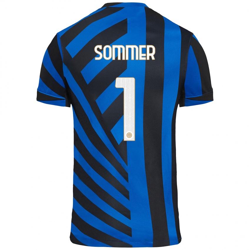 Donna Maglia Yann Sommer #1 Blu Nero Kit Gara Home 2024/25 Maglietta