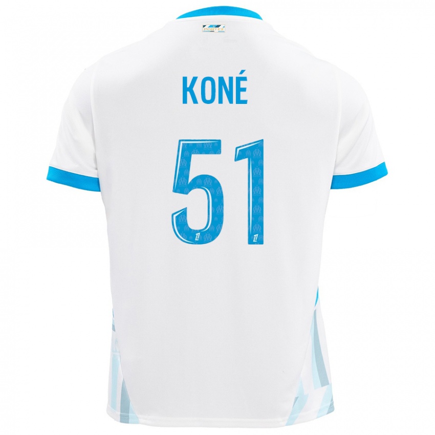 Donna Maglia Ismaël Koné #51 Bianco Azzurro Kit Gara Home 2024/25 Maglietta