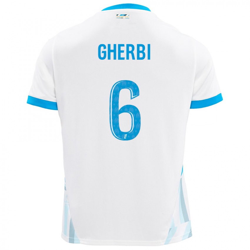 Donna Maglia Candice Gherbi #6 Bianco Azzurro Kit Gara Home 2024/25 Maglietta