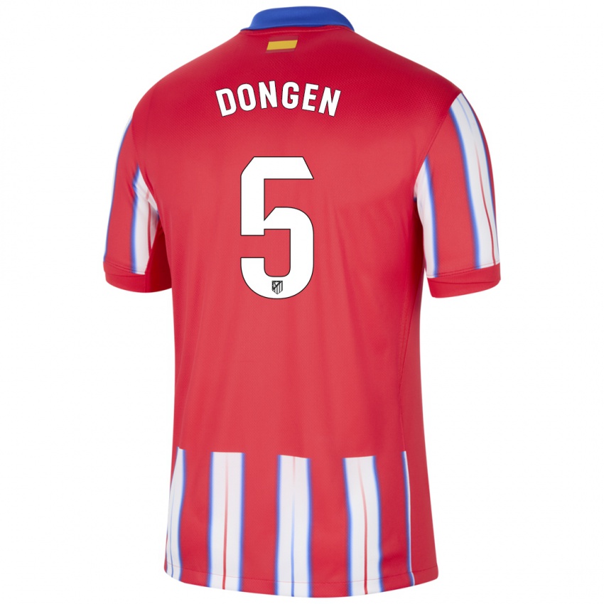 Donna Maglia Merel Van Dongen #5 Rosso Bianco Blu Kit Gara Home 2024/25 Maglietta