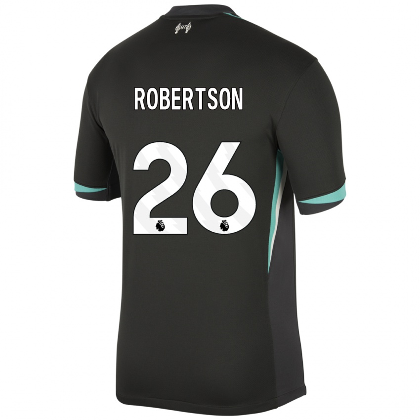 Donna Maglia Andrew Robertson #26 Nero Antracite Bianco Kit Gara Away 2024/25 Maglietta