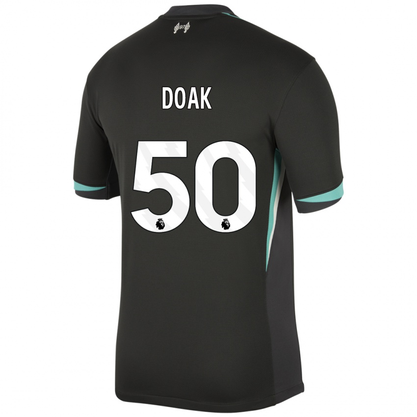 Donna Maglia Ben Doak #50 Nero Antracite Bianco Kit Gara Away 2024/25 Maglietta