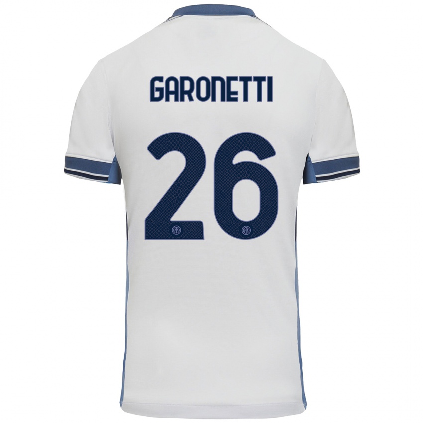 Donna Maglia Gabriele Garonetti #26 Bianco Grigio Kit Gara Away 2024/25 Maglietta