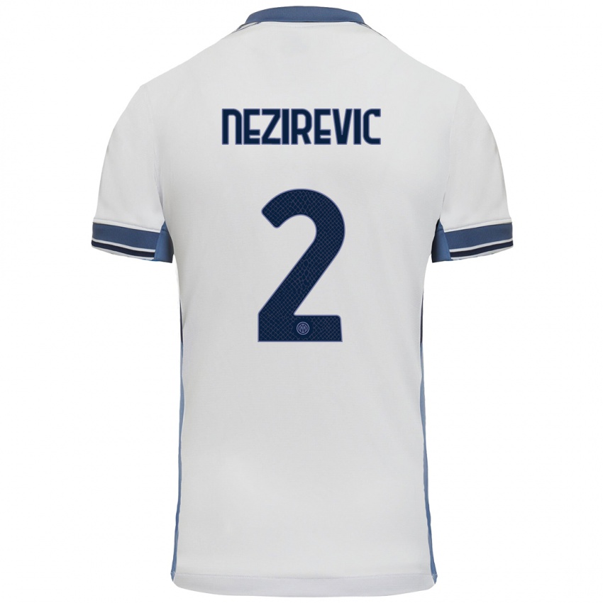 Donna Maglia Alem Nezirevic #2 Bianco Grigio Kit Gara Away 2024/25 Maglietta