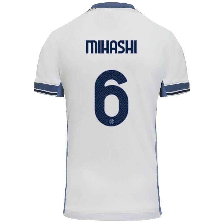 Donna Maglia Mana Mihashi #6 Bianco Grigio Kit Gara Away 2024/25 Maglietta