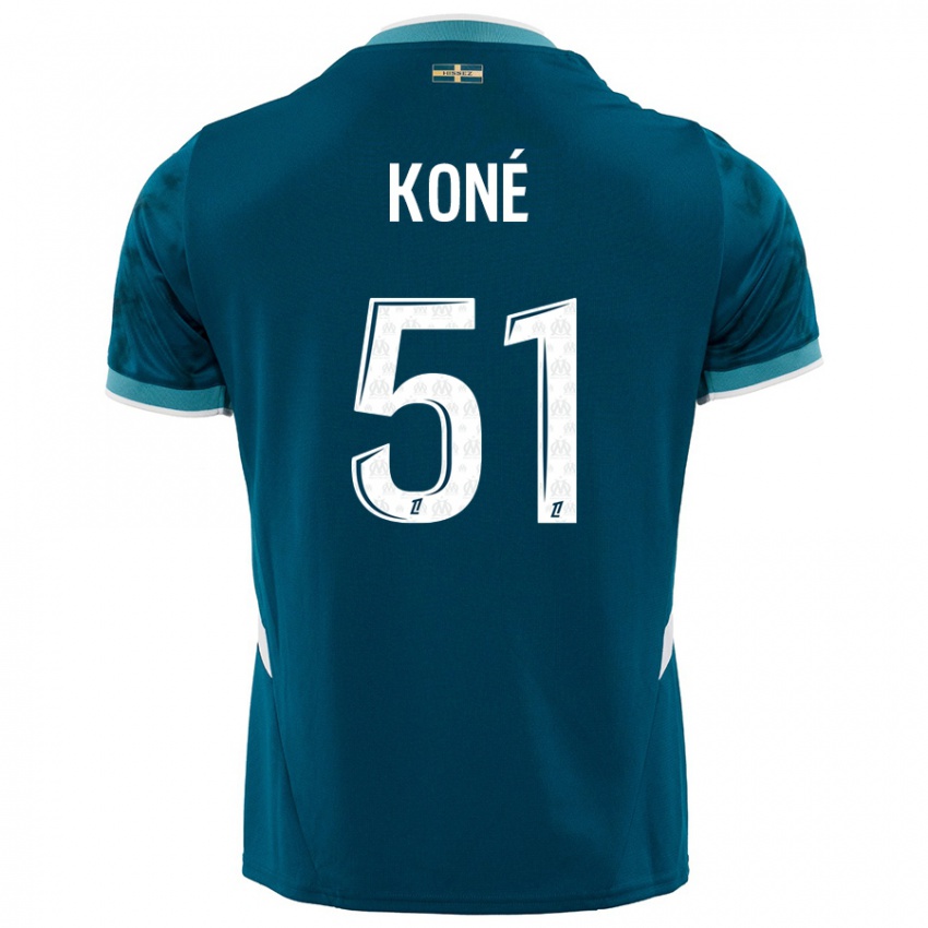 Donna Maglia Ismaël Koné #51 Turchese Blu Kit Gara Away 2024/25 Maglietta