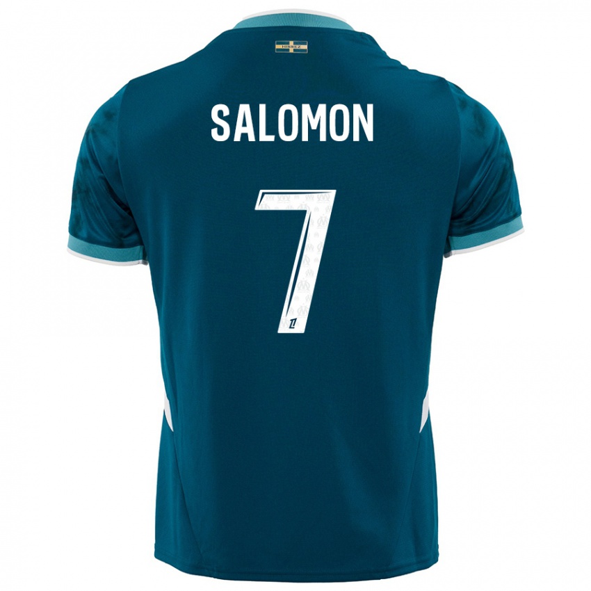 Donna Maglia Maëva Salomon #7 Turchese Blu Kit Gara Away 2024/25 Maglietta