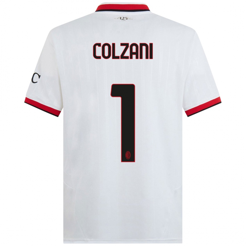 Donna Maglia Edoardo Colzani #1 Bianco Nero Rosso Kit Gara Away 2024/25 Maglietta