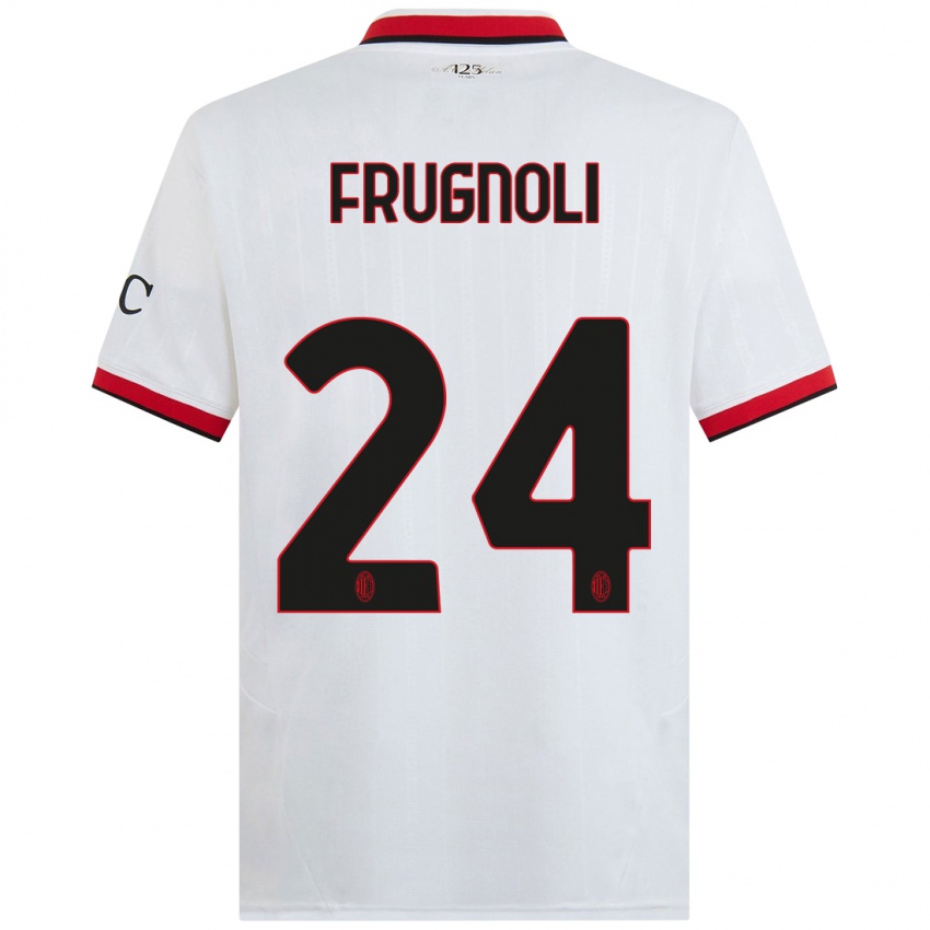 Donna Maglia Leonardo Frugnoli #24 Bianco Nero Rosso Kit Gara Away 2024/25 Maglietta