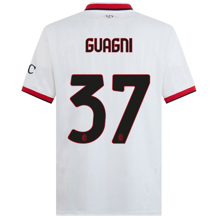 Donna Maglia Alia Guagni #37 Bianco Nero Rosso Kit Gara Away 2024/25 Maglietta