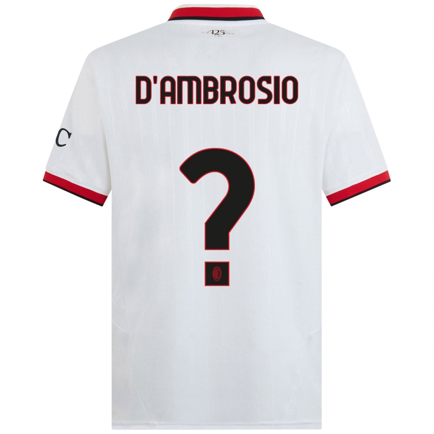 Donna Maglia Antonio D'ambrosio #0 Bianco Nero Rosso Kit Gara Away 2024/25 Maglietta