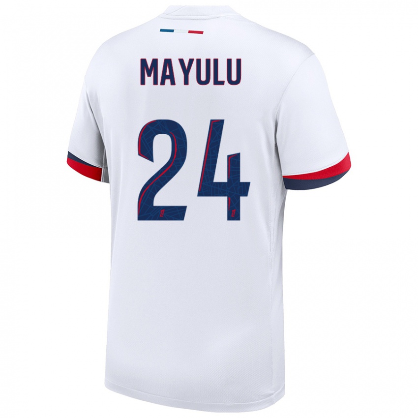 Donna Maglia Senny Mayulu #24 Bianco Blu Rosso Kit Gara Away 2024/25 Maglietta