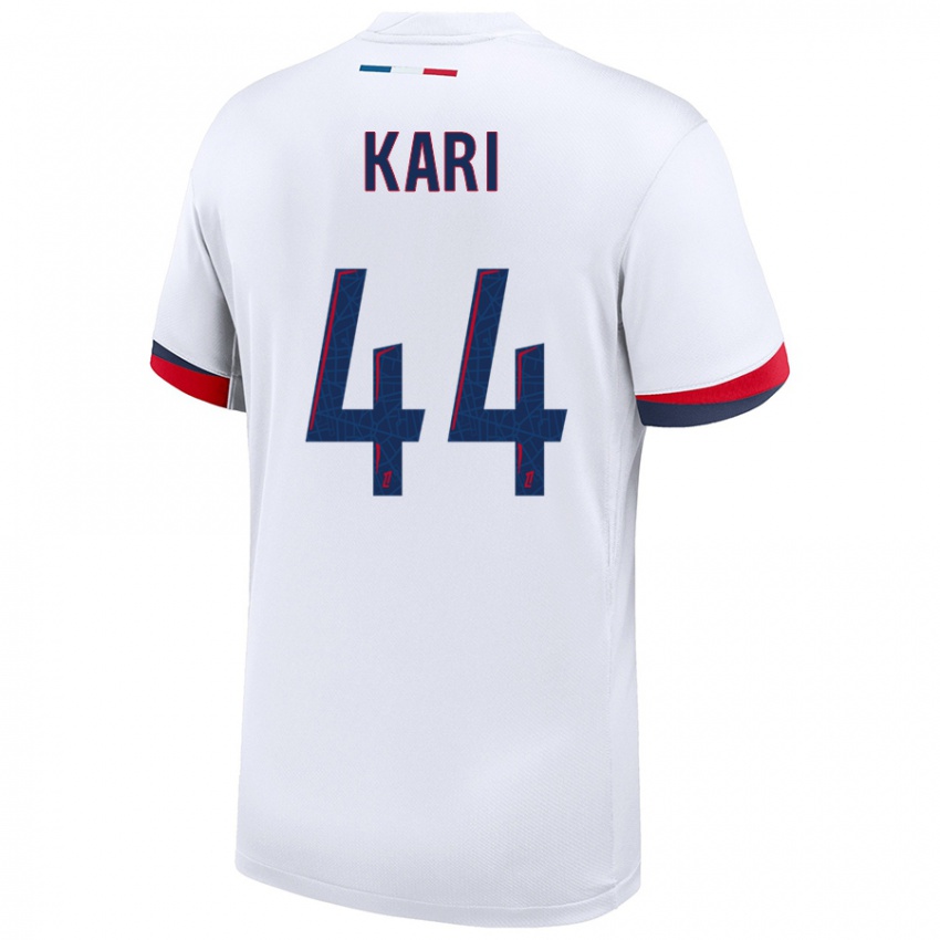 Donna Maglia Ayman Kari #44 Bianco Blu Rosso Kit Gara Away 2024/25 Maglietta