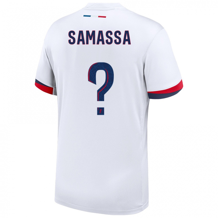 Donna Maglia Abdoulaye Samassa #0 Bianco Blu Rosso Kit Gara Away 2024/25 Maglietta